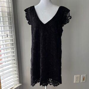 BB Dakota Black Lace V-Neck Dress Size Small